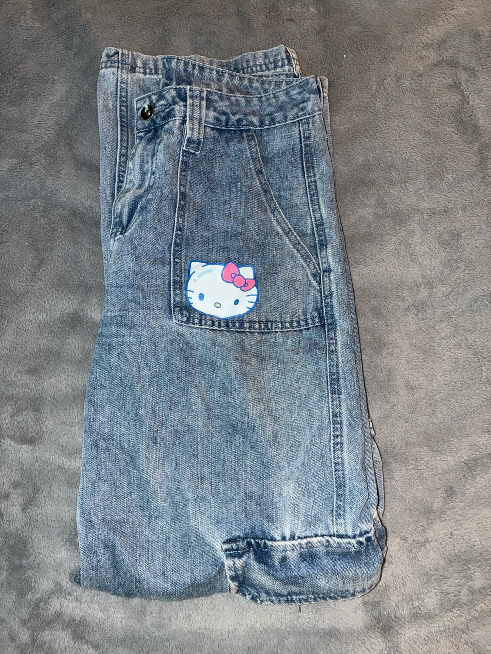 Hello Kitty Denim Cargo Jeans Juniors Size 13